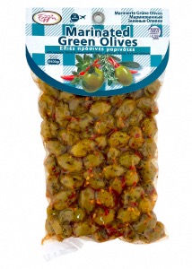 Olives vertes grecques marines au thym, piment et origan ELLIE 500 g