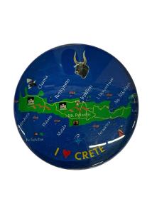 Magnet rond en verre "I Love Crete" - Diamtre 3,5 cm