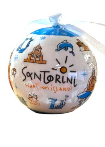 Boule de Noël grecque l'ile de SANTORIN 7 cm