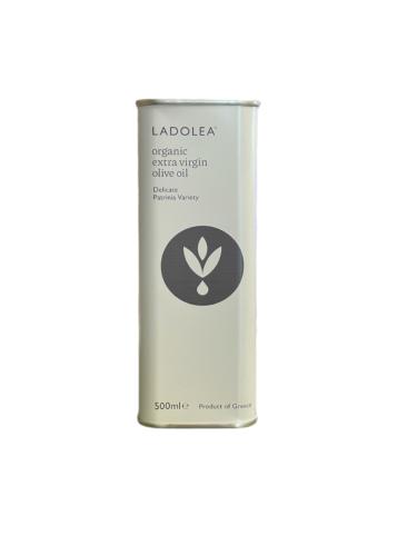 Huile d’olive vierge extra BIO variété Patrinia LADOLEA en bidon métallique blanc 500 ml