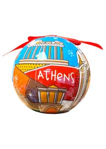 Boule de Noël avec symboles de Grèce ATHENS diamétre 7 cm