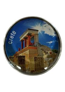 Magnet rond en verre "Ville de Knossos" - Diamètre 3,5 cm