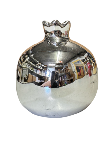 Décoration Grenade en céramique argenté