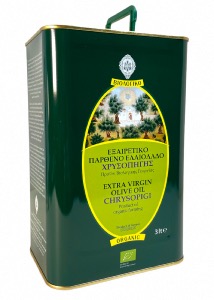 Huile d'olive vierge extra BIO MONASTRE CHRYSOPIGI en bidon mtallique 3 l
