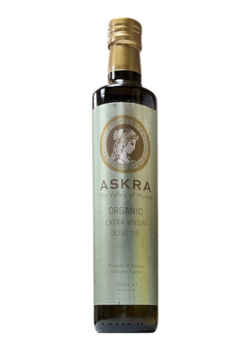 Huile d’olive extra vierge variété megaritiki BIO ASKRA  en bouteille 500 ml