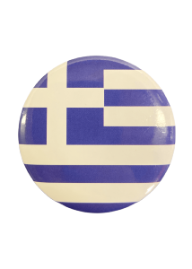 Badge rond en mtal personnalis avec le drapeau grec 5.5 diamtre