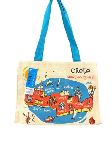 Sac en toile imprimé - Île de la Crète 30x21