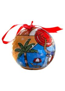 Boule de Noël avec symboles de Grèce CRETE Line Collage diamétre 7 cm