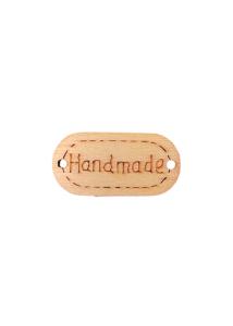 Pendentif ovale en bois HANDMADE 'Fait main' 2,4 cm