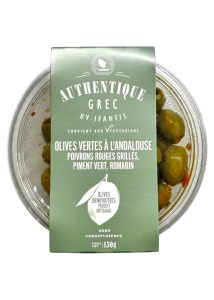 Olives vertes dnoyautes  l'andalouse AUTHENTIQUE GREC BY IFANTIS 150 g