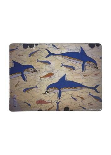 Magnet souvenir de la fresque aux dauphins - Palais minoen de Knossos - 7,4 x 5,5 cm