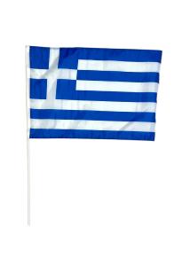 Drapeau grec à main avec tige plastique 30x45 cm