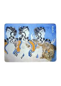 Magnet souvenir de Crte-Grce "Dames en bleu - Knossos " 7,4x5,5 cm