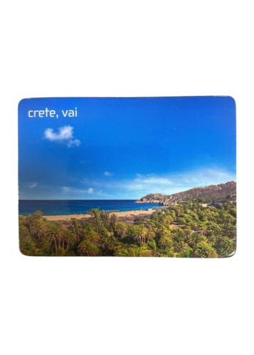 Magnet souvenir de Crète-Grèce "La palmeraie de Vai" 7,4x5,5 cm