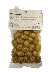 Olives grecques vertes à l'origan BIO en sous vide PETROMILOS 250 g