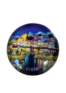 Magnet rond en verre "Crète-Grèce" - Diamètre 3,5 cm